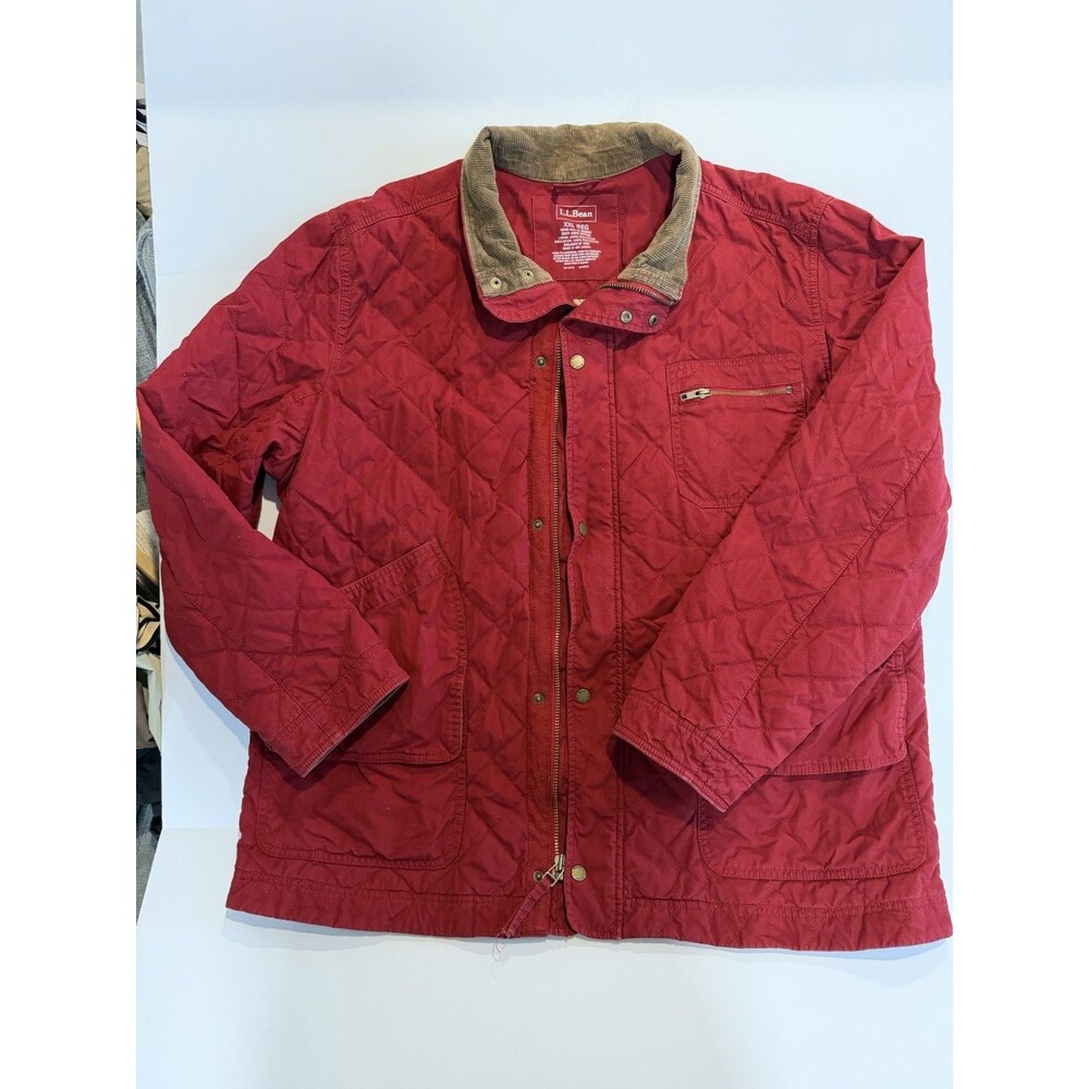 EUC LL Bean Barn Coat Men's XXL Red Corduroy Collar Field Jacket